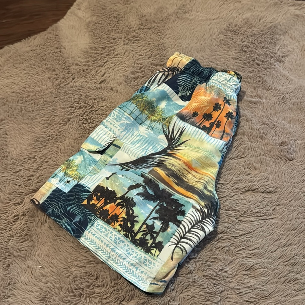 Croft & Barrow mens tropics swim trunks medium swimsuit shorts blue green orange - Picture 10 of 10